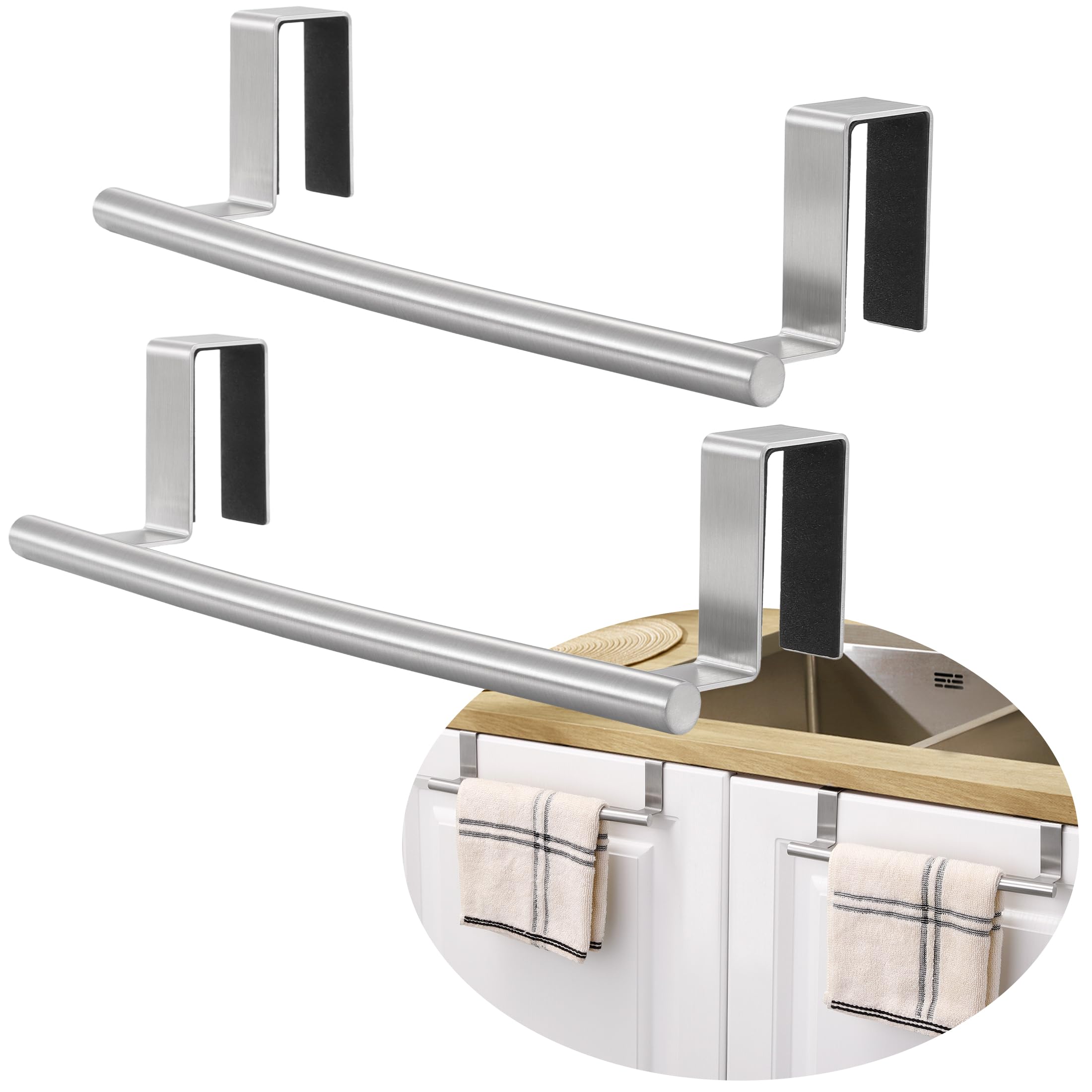 KES Appendi Asciugamani Cucina Porta Strofinacci Cucina Acciaio Inossidabile SUS304 Porta Salviette Barra Canovaccio Porta Porta Asciugamani 2 Pezzi, KTH200S26-2-P2