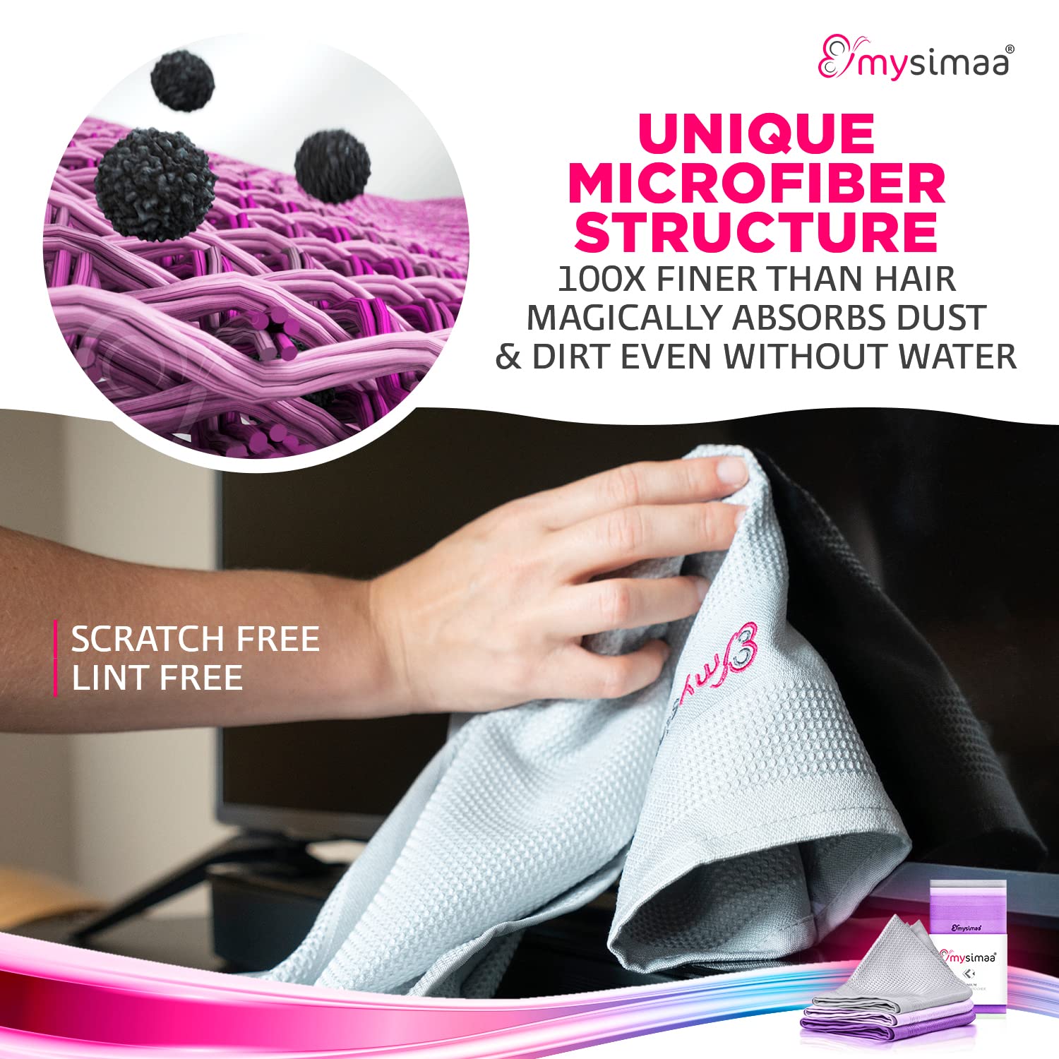 Chiffons En Microfibre Mysimaa - Lot De 3, 60x40 Cm, Pour Voiture Et Maison, Sans Traces Ni Peluches