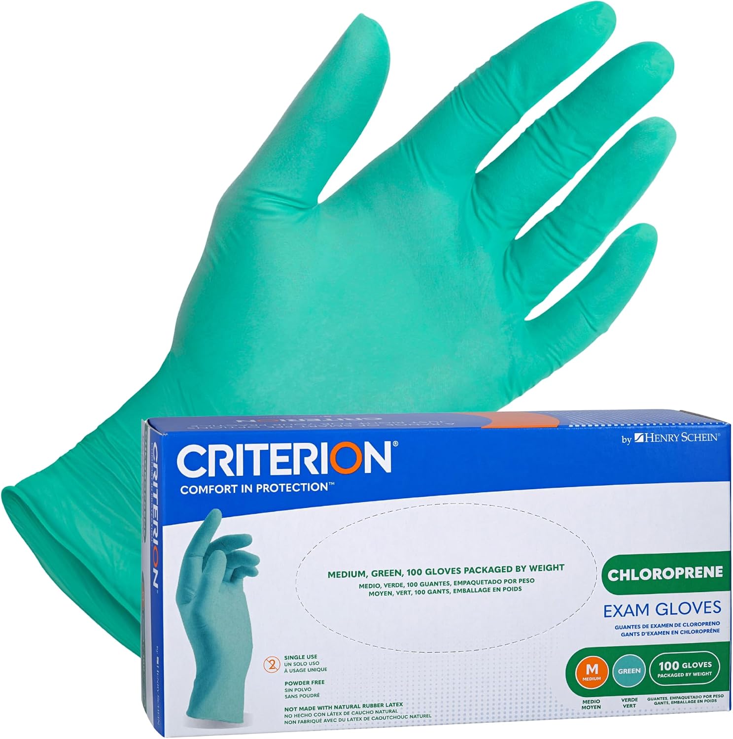 Henry Schein Criterion Chloroprene Exam Gloves - Non-Sterile, Chemical Resistant, Latex-Free, Ambidextrous, Textured Fingers