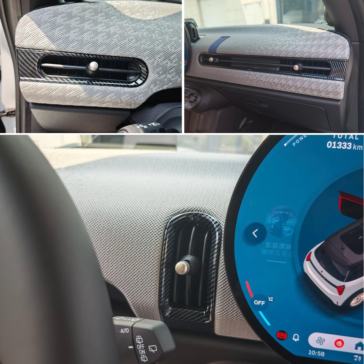 For 2025 2026 New MINI COOPER/MINI COOPER S Interior Front Seat Air Condition Vent Outlet Cover Trims Carbon Fiber Pattern