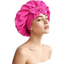 Silk Bonnet for Sleeping Satin Hair Bonnet Double Layer Adjustable Sleep Cap with Elastic Tie Band