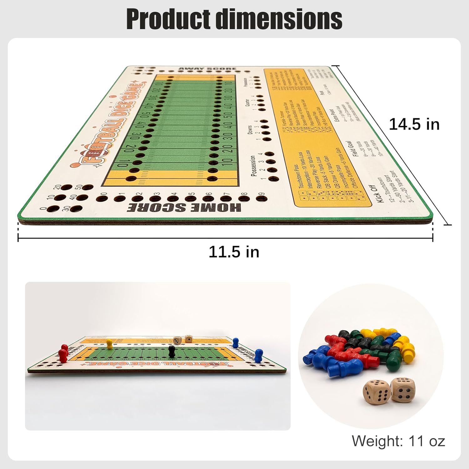Football Dice Challenge – Premium Wooden Board Game with Scoring Tray for Competitive Family Play and Gifting