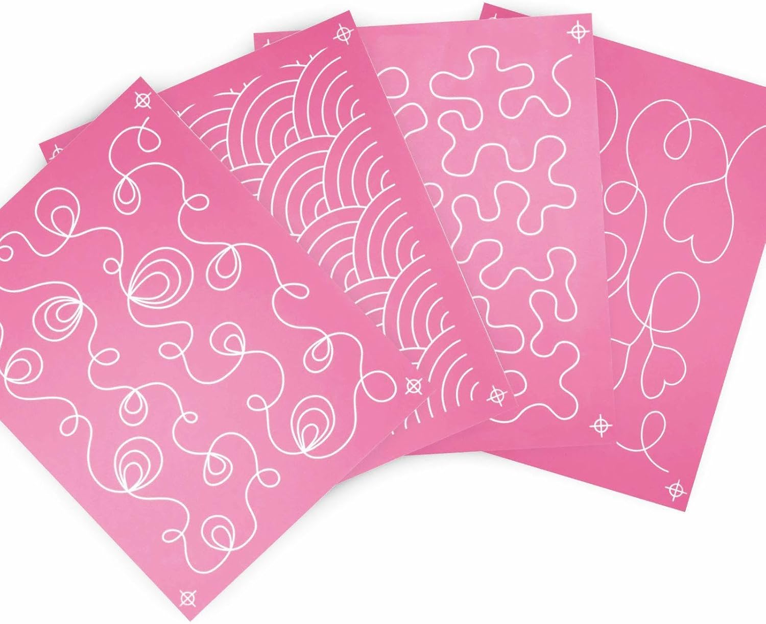 Silkscreen Stencils for Chalk Roller – 4 Patterns Assorted - Edge to Edge Stencil, Continuous Line Template for Free Motion Quilting, Domestic Machine Quilting, Hand Quilting (88005)