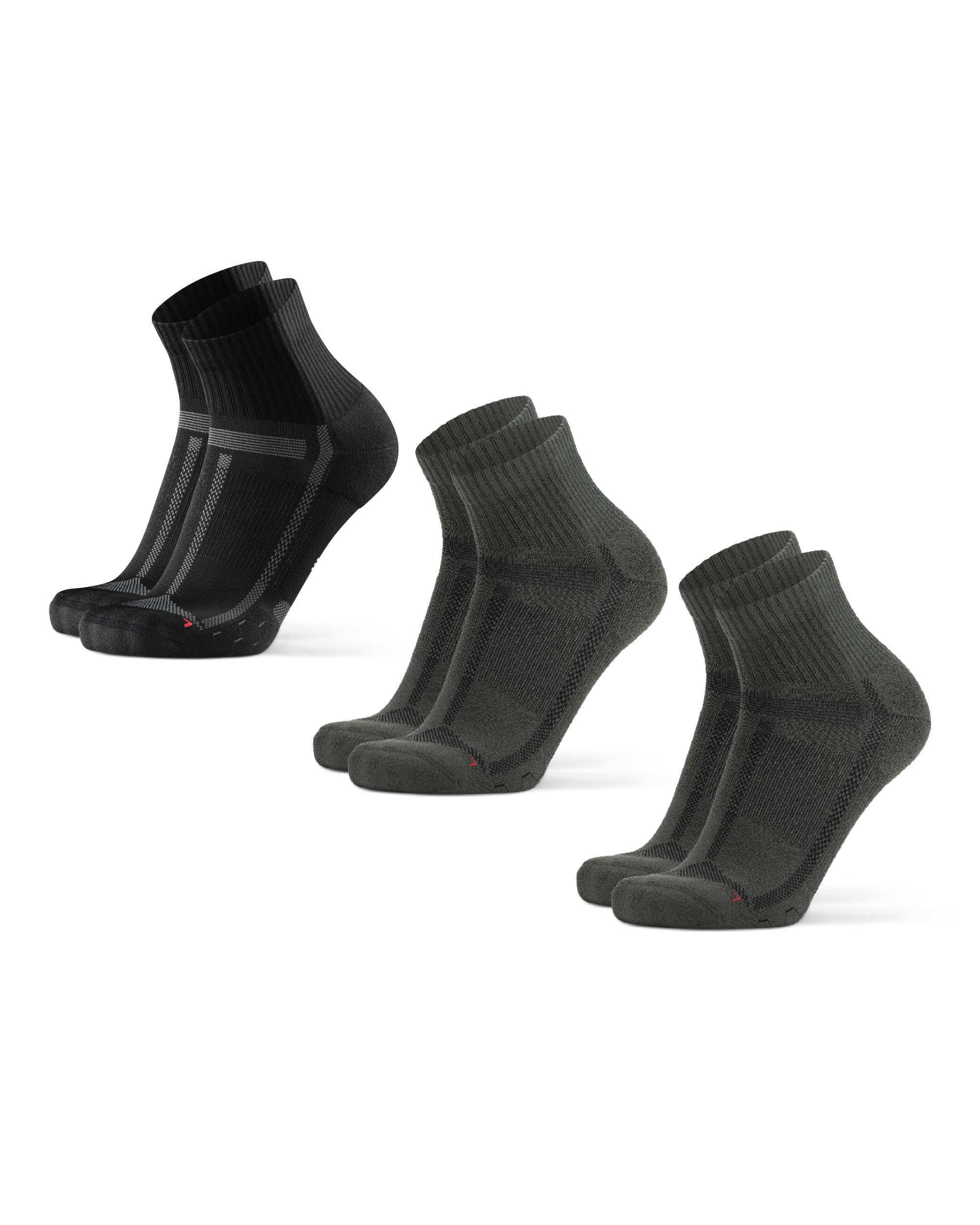 DANISH ENDURANCE Quarter Laufsocken, Knöchelhohe Sportsocken, Atmungsaktive Socken, Leichte Kompression, Gepolstert & Anti-Schweiß, Damen & Herren, 3 Paar