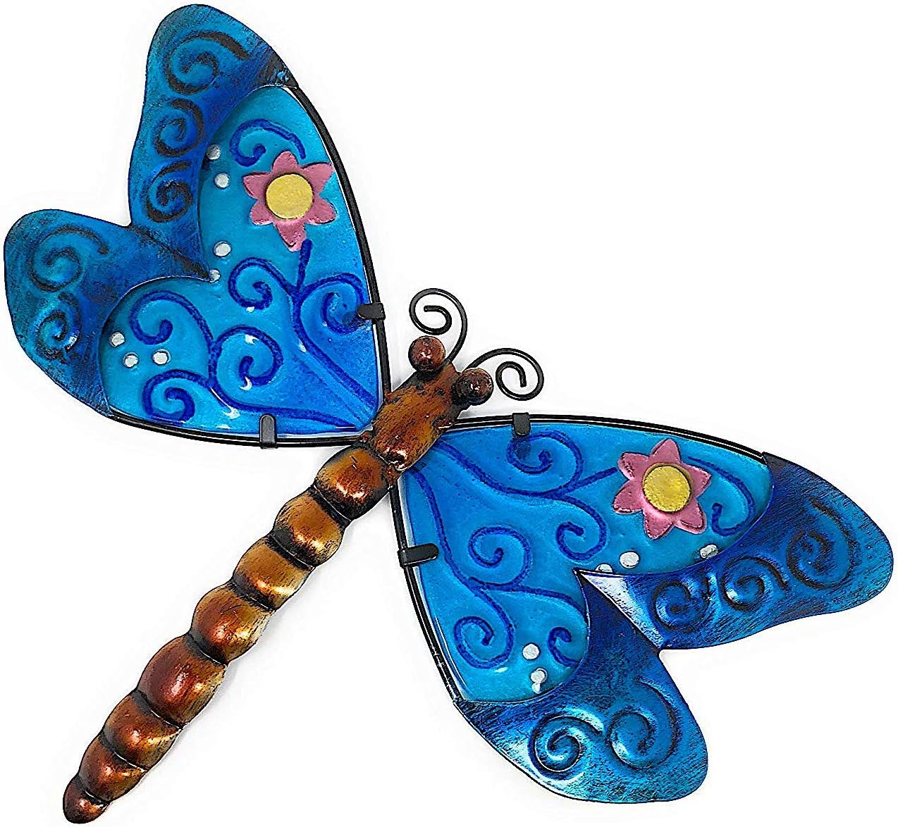 Metal Wall Art Decor Nature Inspired Flower Garden Bug Sculptures for Indoor Outdoor (Dragonfly)