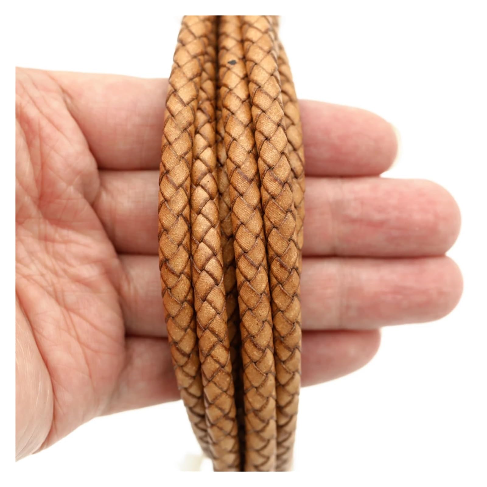 Genuine Braided Leather Cord 2meters Braided Leather Bracelet Findings 6mm Round Cord String Rope DIY Necklace Making(Brown)
