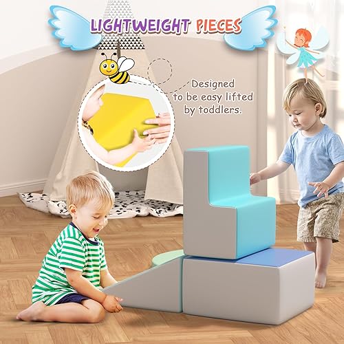 Miniatura 5 de Bloques de escalada de espuma para niños pequeños, 4 bloques de escalada para niños pequeños de 1 a 3 años, escalada suave para niños pequeños,