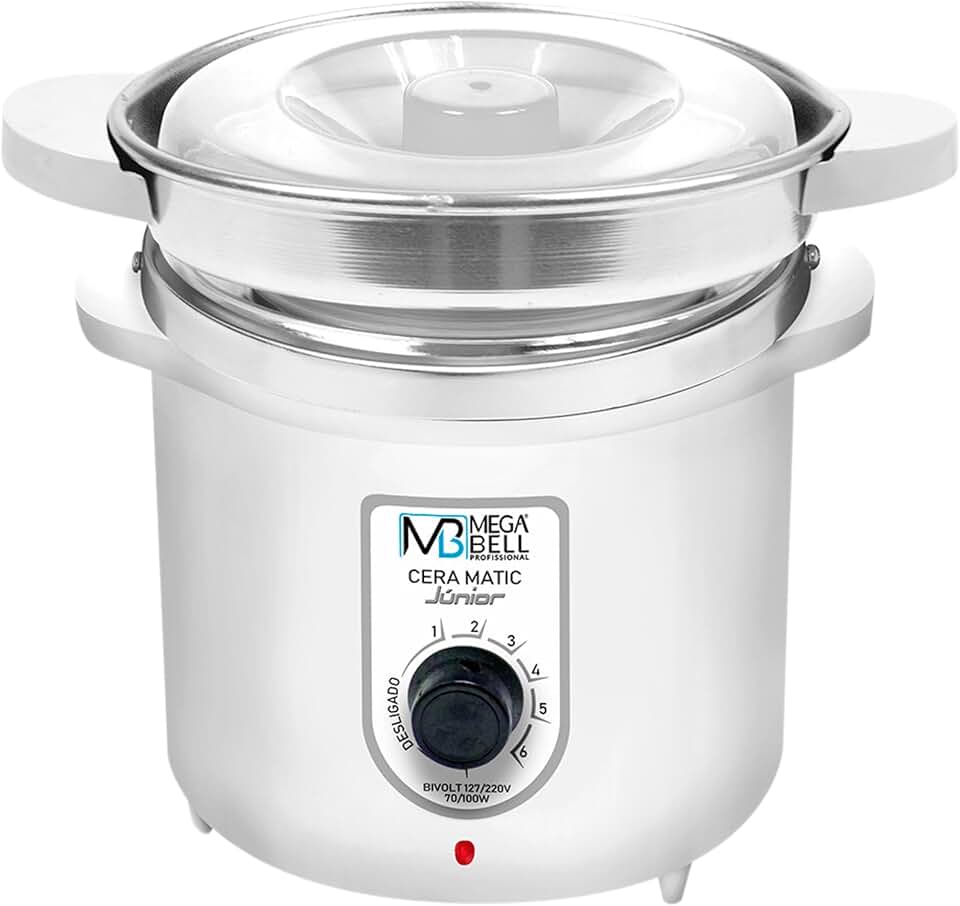 Mega Bell, Panela aquecedora de cera para depilação, Termocera, Cera-Matic Júnior, Com refil, Bivolt, 400g, Branca