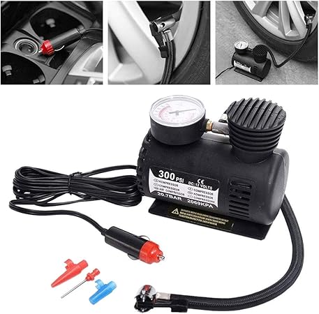 Amazon Co Jp 自動車用空気入れ 車両 ミニエアーコンプレッサー 耐久性 300 Psi タイヤインフレータポンプ 12v カーパーツ カーアクセサリー Diy 工具 ガーデン