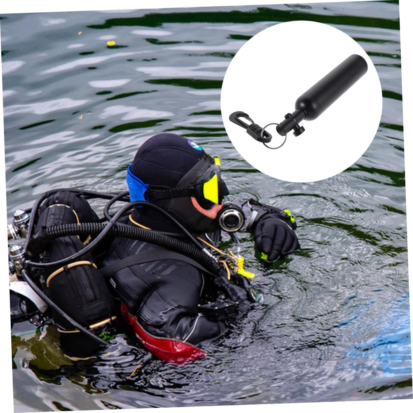 ibasenice Cloche de Signalisation sous-Marine à Bille Intérieure, Bâton Antidérapant en Alliage D’Aluminium, pour Plongée sous-Marine et Entraînement, Noir