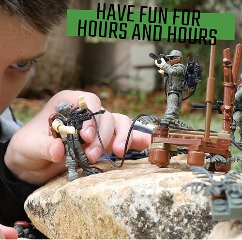 Miniatura 7 de Fuerzas Especiales Mini figuras de acción militares de Estados Unidos, 3 juegos de construcción del ejército, 9 soldados, soldados de la selva,