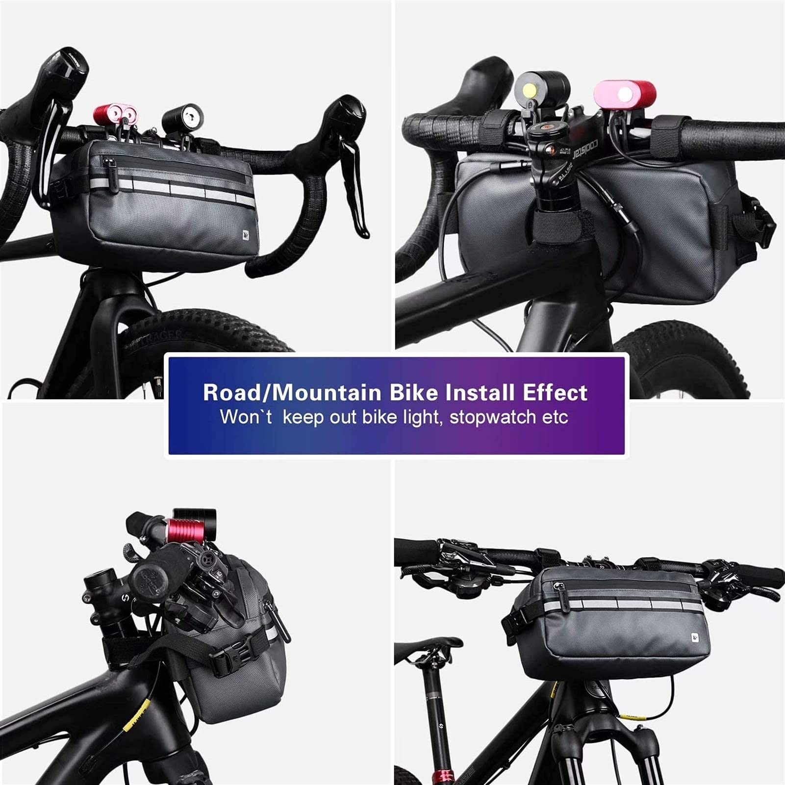 Borse per Biciclette. Borsa da Manubrio for Bicicletta, Borsa Multifunzionale Anteriore della, Ciclismo su Strada Il Tempo Libero, Marsupio, a Tracolla sul Petto(Grey)