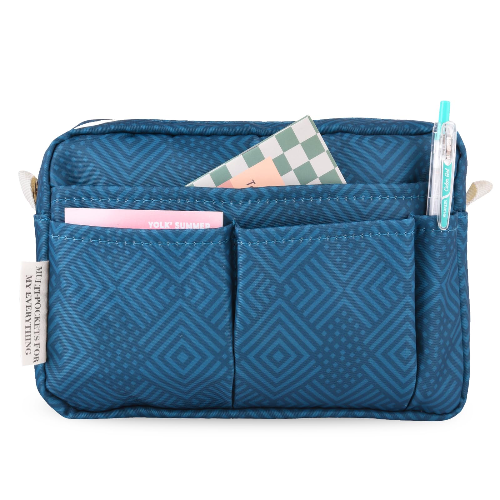 qianshan Portfolio Organizer with Multiple Pockets, Waterproof Travel Zippered Cosmetic Bag, Portable Storage Bag for Notebooks, Stationeries, Make-up