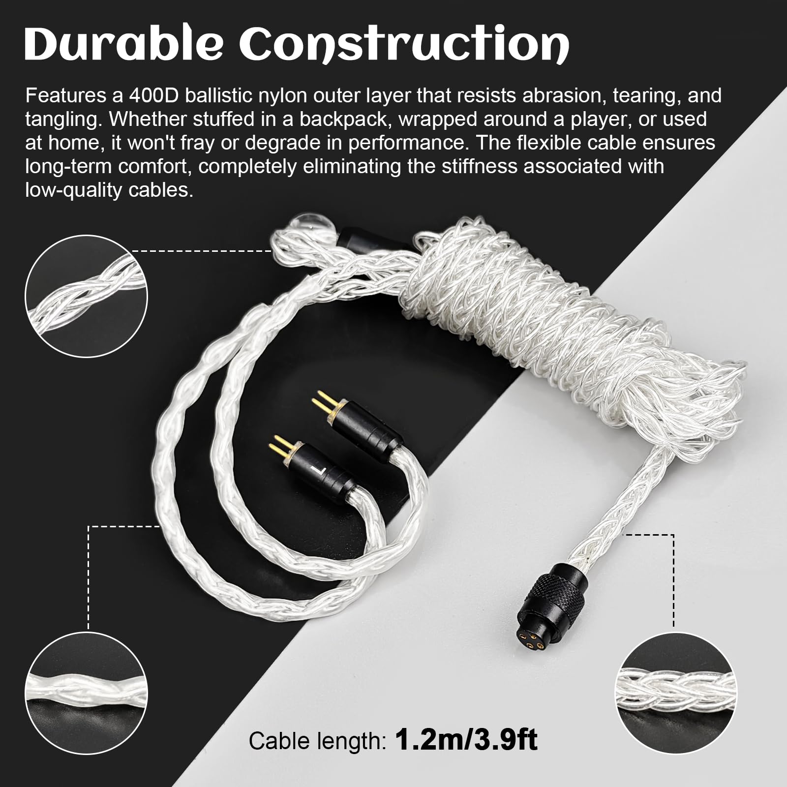Cavo IEM compatibile con Linsoul 7Hz x Crinacle Zero:2, Salnotes Zero, Kiwi Ears Orchestra Lite, Cadenza, Quartet, Astral, Hype4, Supermix4, Kiwi Ears Terras IEM cavo con spina da 2,5 mm/3,5 mm/4,4 mm