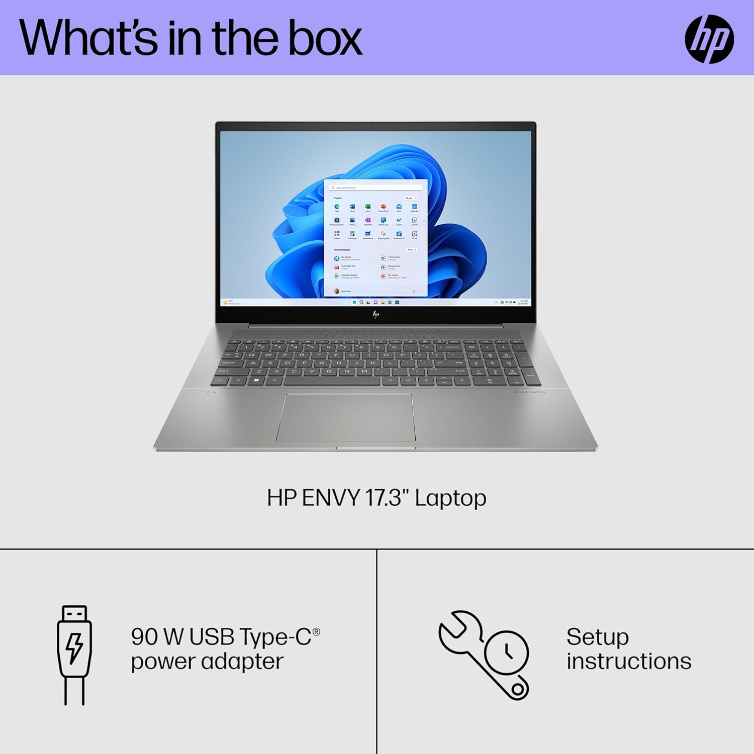 Contents of the HP Envy 17-cr1010nr laptop box