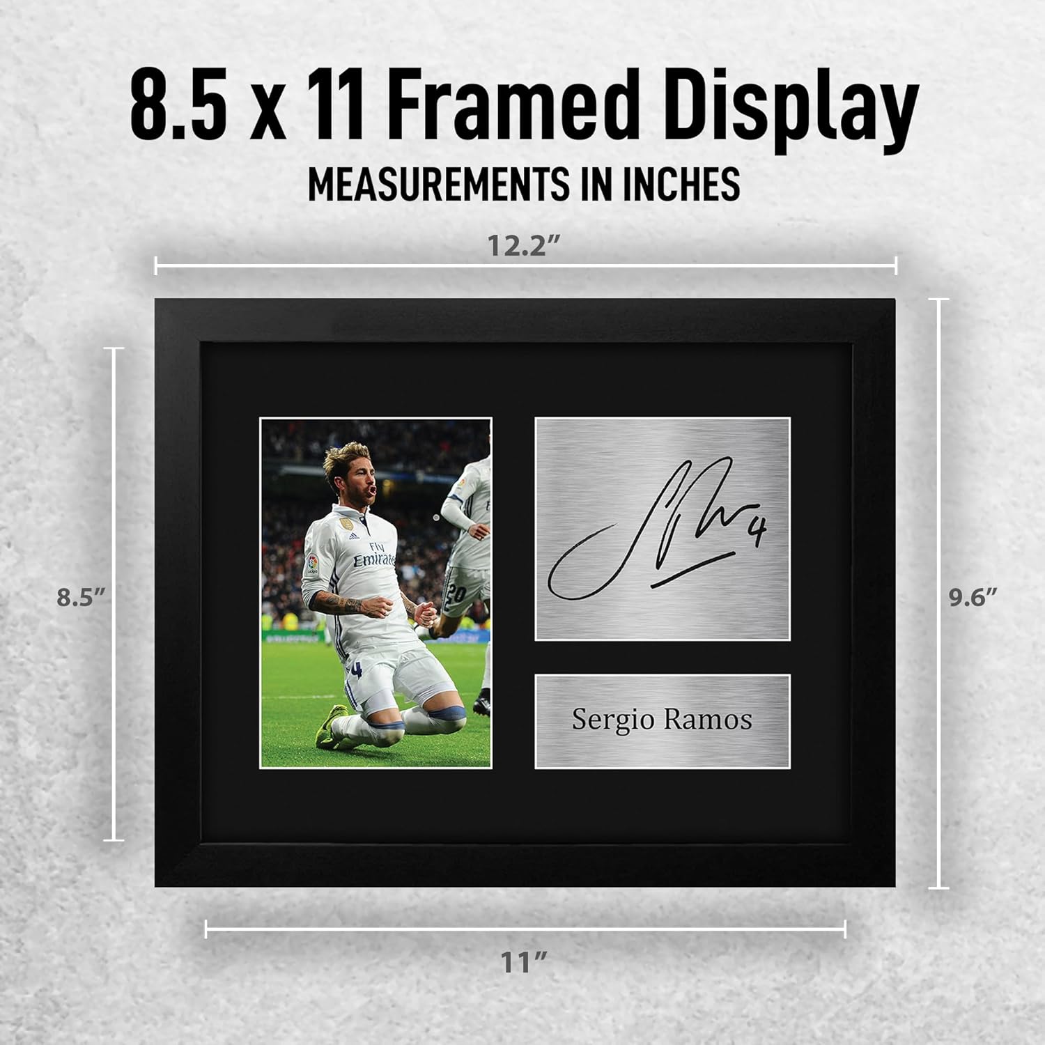 HWC Trading Sergio Ramos Framed Gift Signed Printed Autograph Real Madrid Print Photo Picture Display - US Letter Size - Image 2