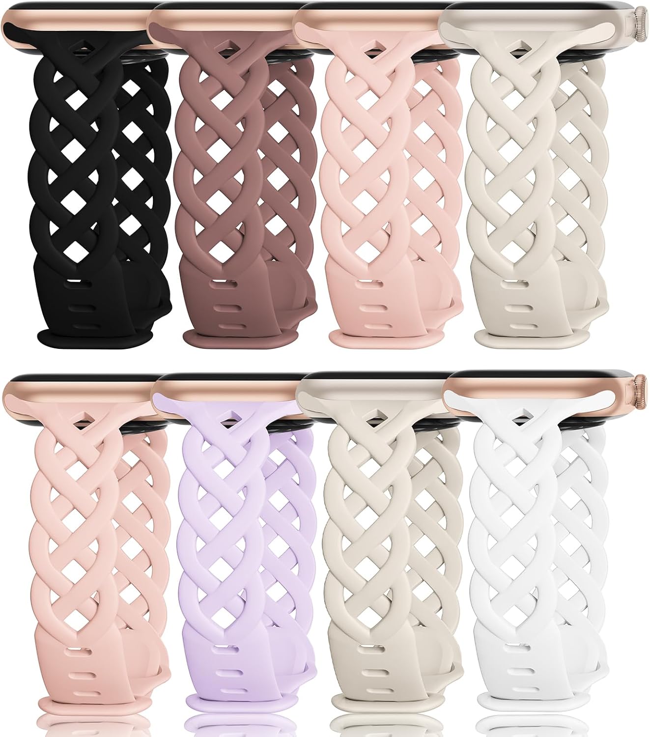 Slim Silicone Bands Compatible with Apple Watch Band 40mm 38mm 41mm 42mm 44mm 45mm 49mm Women,Breathable Braided Lace Thin Soft Sport Strap Replacement Wristbands for iWatch SE Series 9 8 7 6 5 4 3 2…