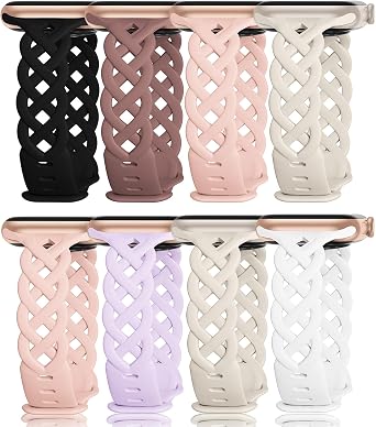 Slim Silicone Bands Compatible with Apple Watch Band 40mm 38mm 41mm 42mm 44mm 45mm 49mm Women,Breathable Braided Lace Thin Soft Sport Strap Replacement Wristbands for iWatch SE Series 9 8 7 6 5 4 3 2...