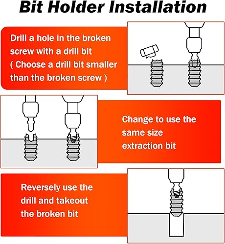 Miniatura 7 de Juego de 14 extractores de tornillos en espiral con punta de carburo de tungsteno - 65424341 HSS acero cobalto mano izquierda juego de brocas -