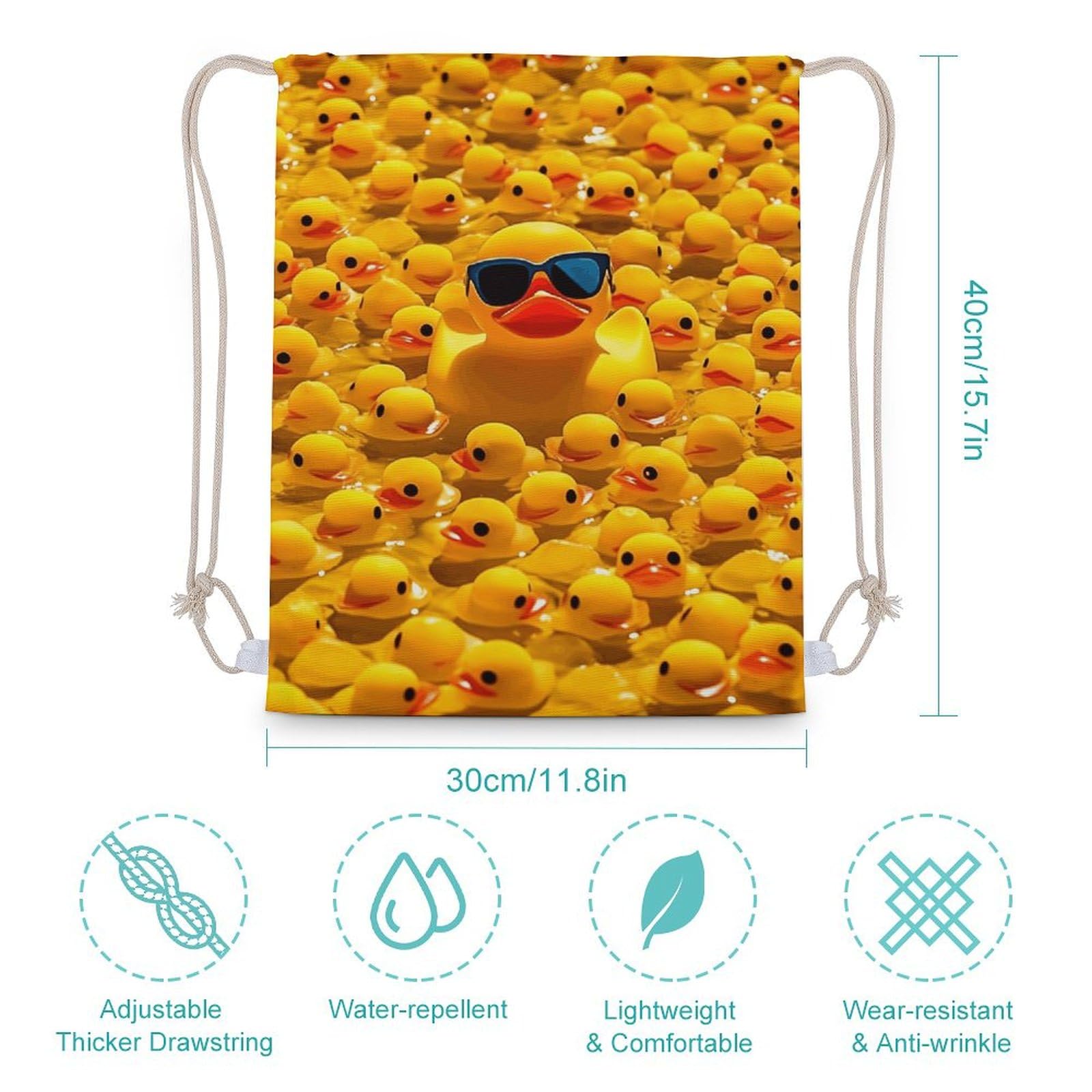 GFLFMXZW Drawstring Backpack Gym Drawstring Bag for Men Yellow Ducky With Sunglasses Draw String Bags Gym Bag Cinch Bag
