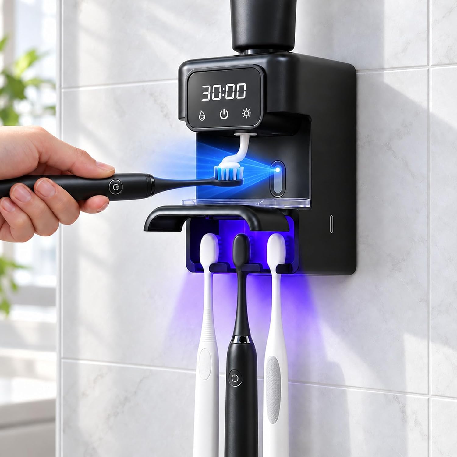 Touchless Automatic Toothpaste Dispenser Wall Mounted Kids and Adult,Black