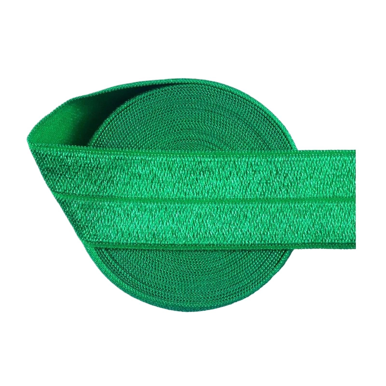 1" 25mm Solid Spandex Satin Bandfold Over Elastic, Fern Green, 25mm,10 Yards