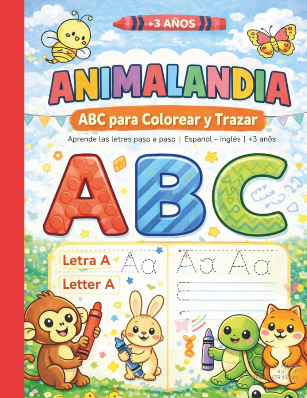 Animalandia – ABC para Colorear y Trazar: Aprende las letras paso a paso | Español – Inglés | +3 años