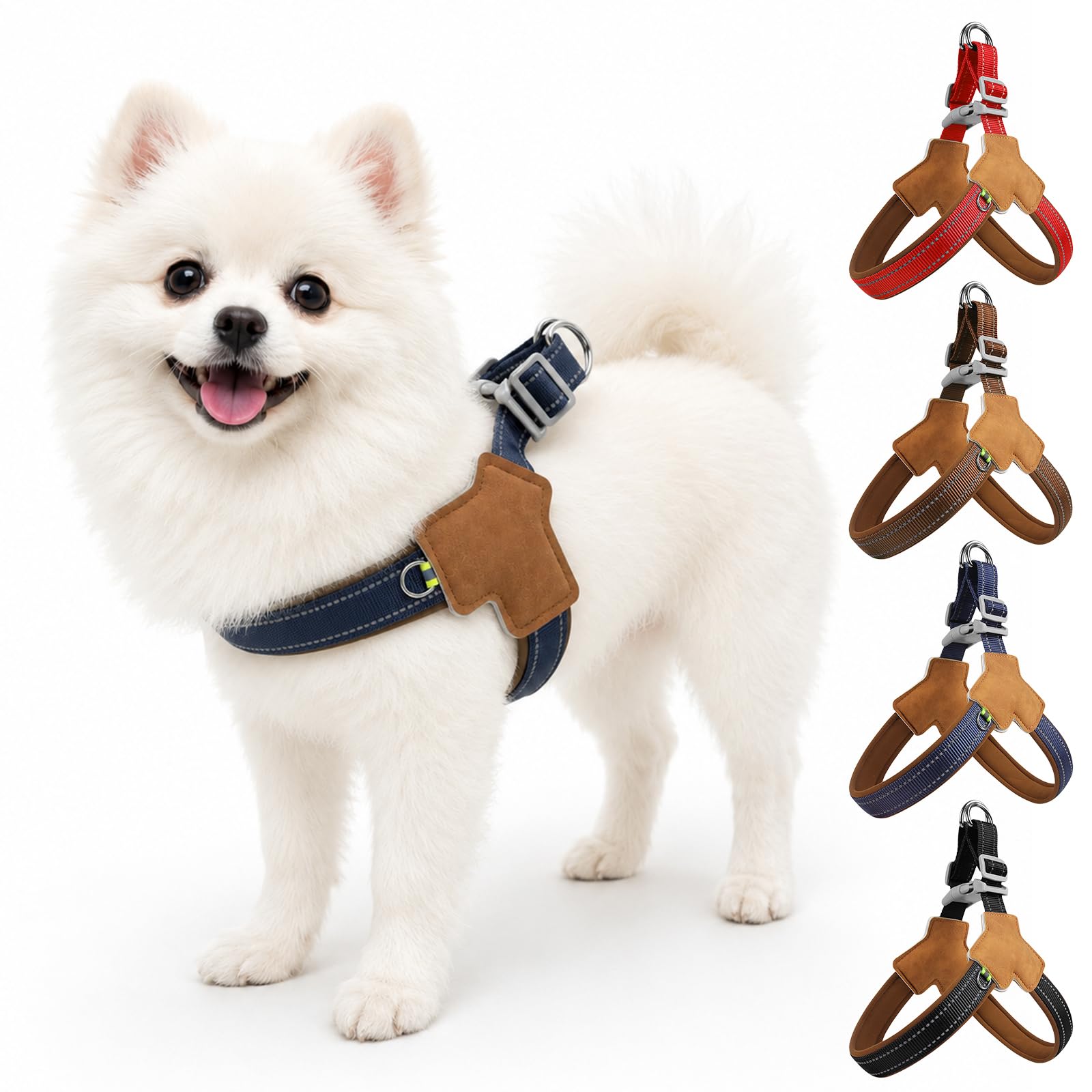 Dog Harness, Anti Pull Dog Harness, Breathable Comfortable Padded Dog Vest Harness, Reflective Adjustable No-Choke Y-Shaped Pet Vest for Small and Medium Dogs Walking Training (Navy Blue, XL)