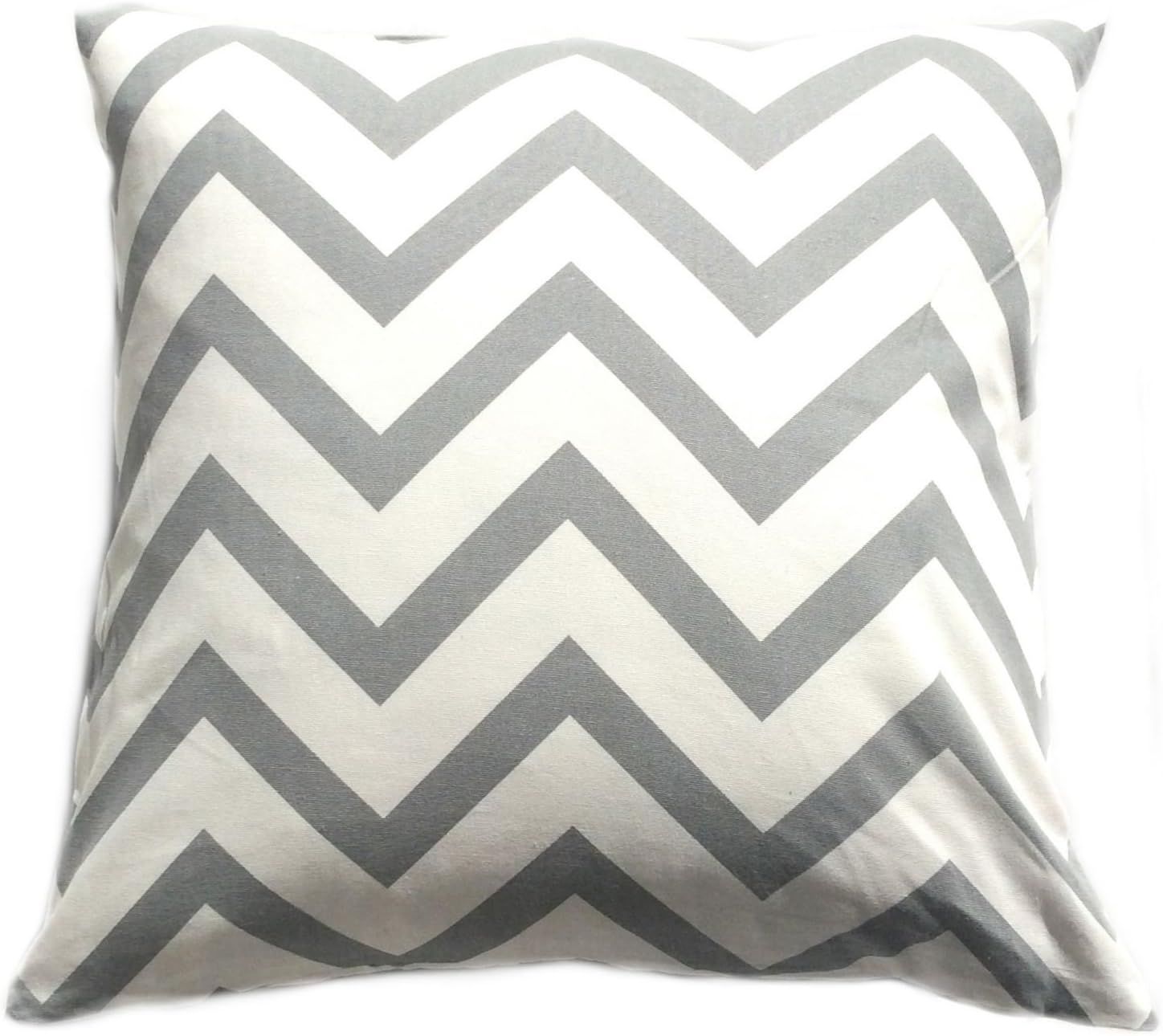 Chevron Striped Accent Decorative Cotton Canvas Throw Pillow Cover Cushion 18 X 18" Zig Zag Chevron (Gray)