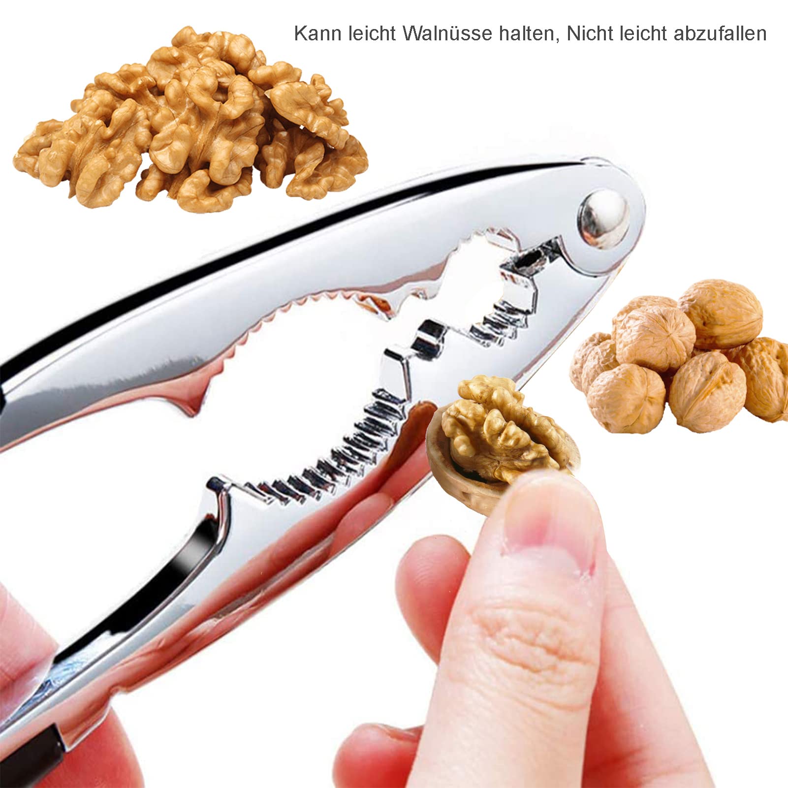 Schiaccianoci In Acciaio Inox Con Manico Silicone - Per Noci, Pistacchi, Mandorle - Con Apribottiglie - Foto 10