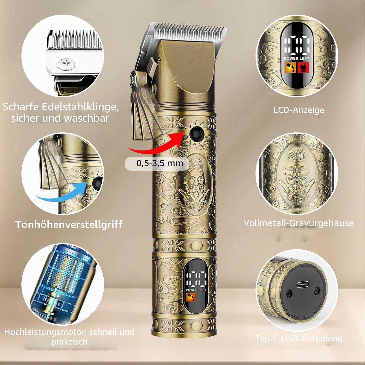 Haarschneidemaschine Profi,Haarschneider Herren und Trimmer Set,Barttrimmer Nasenhaartrimmer,Rasierer Herren Elektrisch, Folienrasiermaschinen für Männer für Zuhause,Barbier