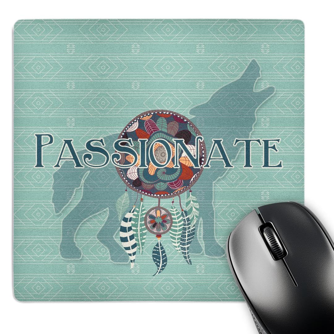 3dRose, Wolf Native American Animal Spirit with Dream Catcher Passionate, Mouse Pad