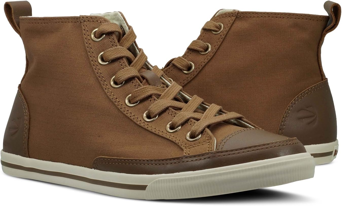 Burnetie Men's Light Brown Solid Plaid High Top Vintage Sneaker