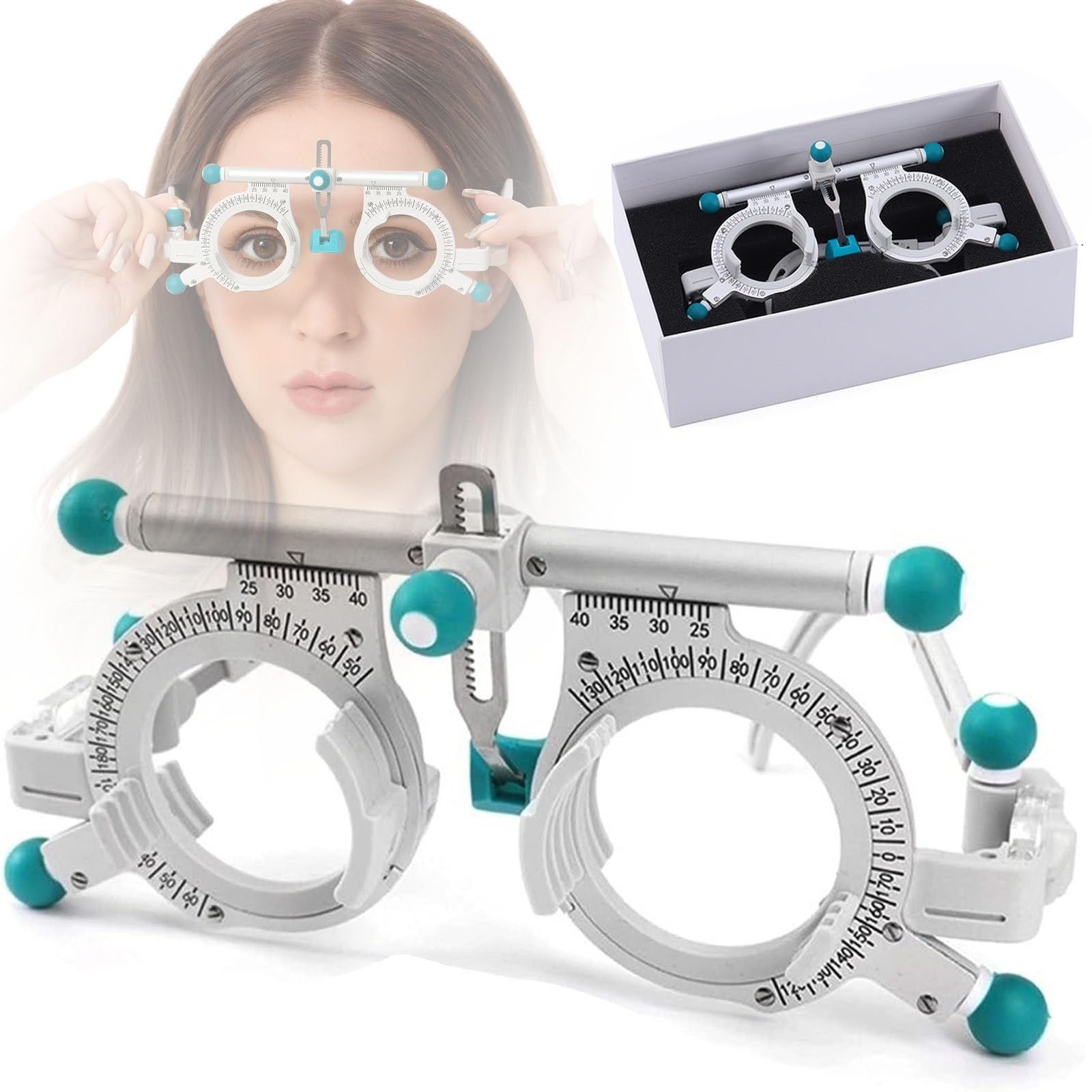 Regulowana optyczna oprawka próbna PD 48-80mm, optyczna oprawka próbna Uniwersalna optyczna ramka próbna, 50g ultralekka soczewka testowa optometryczna Tytanowy okular optyczny
