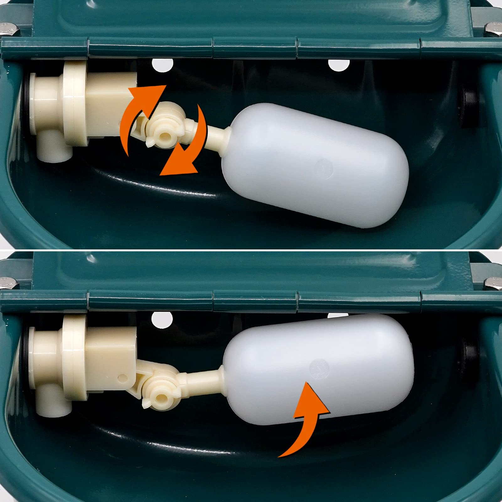 Abbeveratoio Automatico In Acciaio Inox con Valvola a Galleggiante Regolabile e Foro di Scarico Per Abbeveratoi Per Cavalli, Bovini, Capre, Pecore e Cani (Verde Scuro)