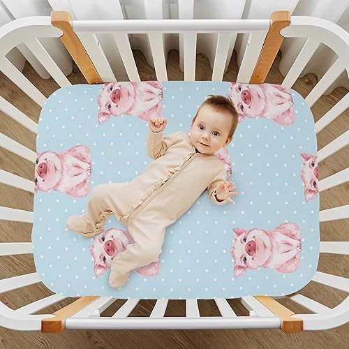 Miniatura 7 de Sábanas de cuna de cerdo lindo para niños y niñas, sábanas portátiles para cuna, sábana bajera para colchones estándar de cuna y niños pequeños,