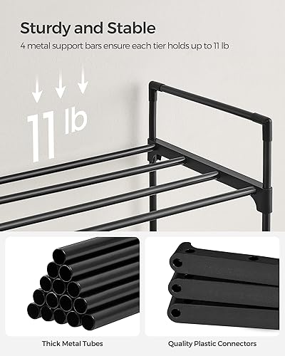 Miniatura 5 de SONGMICS Zapatero, organizador de almacenamiento de zapatos de 3 niveles, estante de zapatos de metal, 12 a 15 pares de zapatos, torre apilable