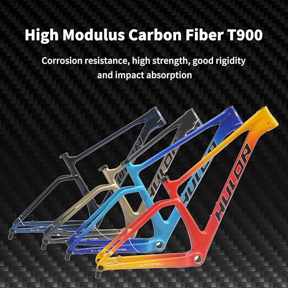 29ER Mountain Bike Boost Frame 12*173mm Through Axle 17 Carbon Fiber Disc Brake Frame XC Trail Hardtail Bicycle Frame Red-Yellow