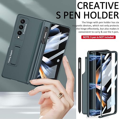 Miniatura 2 de Miimall Funda para Samsung Galaxy Z Fold 4 con soporte para bolígrafo, funda plegable 4 con soporte para bolígrafo, protector de pantalla, soporte