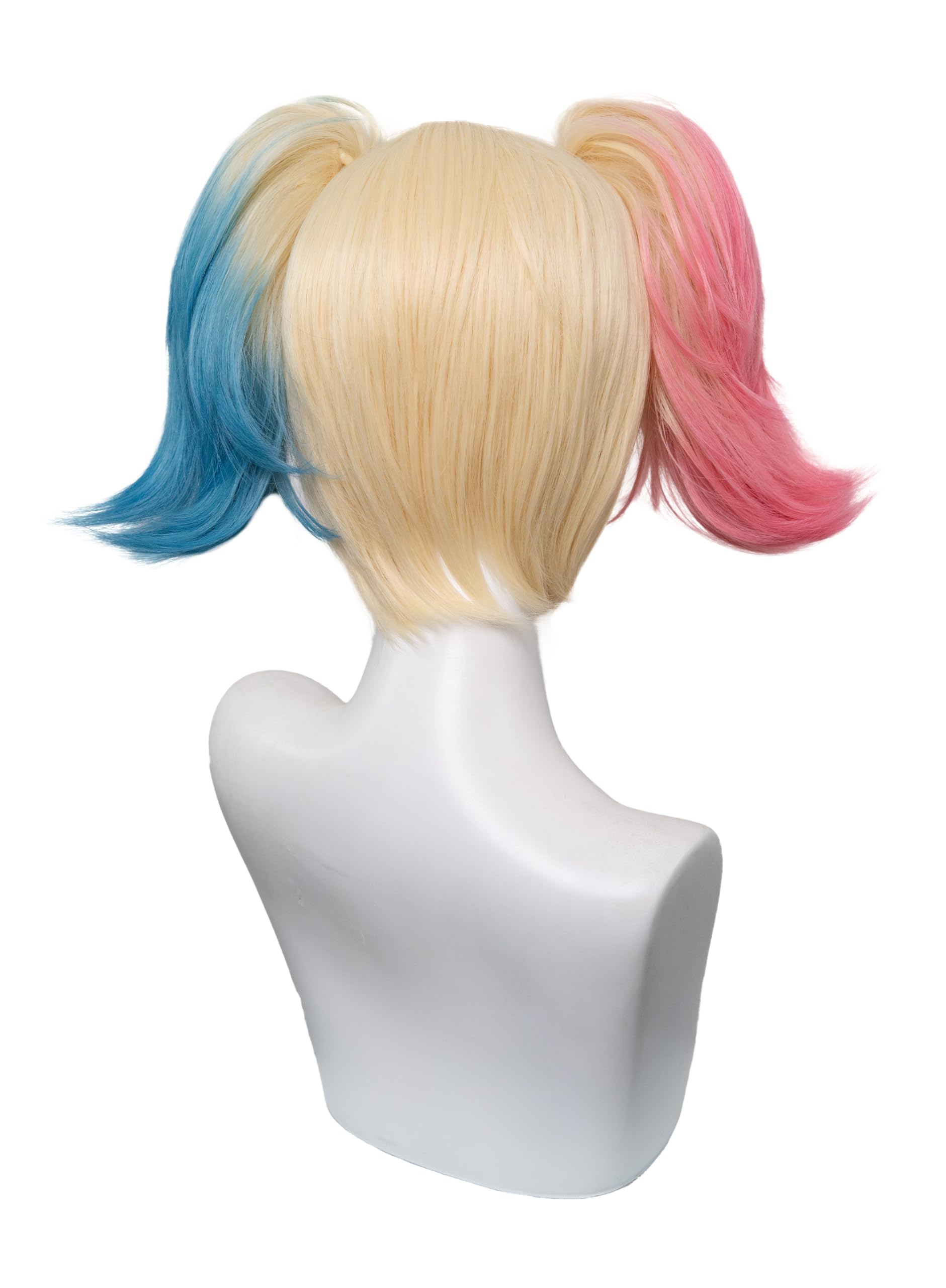 OSIAS Quinn Wig Short Yellow Mixed With Pink and Blue With Pigtails Synthetic Heat Resistant Hair, Multicolored (Yellow, Pink, Blue) - Image 3