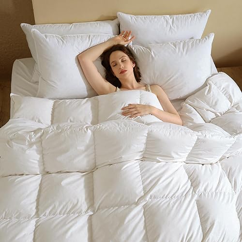 Miniatura 2 de BETU Edredón de plumas tamaño Queen, relleno de edredón con relleno de plumón lujoso, 8 pestañas en las esquinas y lavable a máquina con funda de