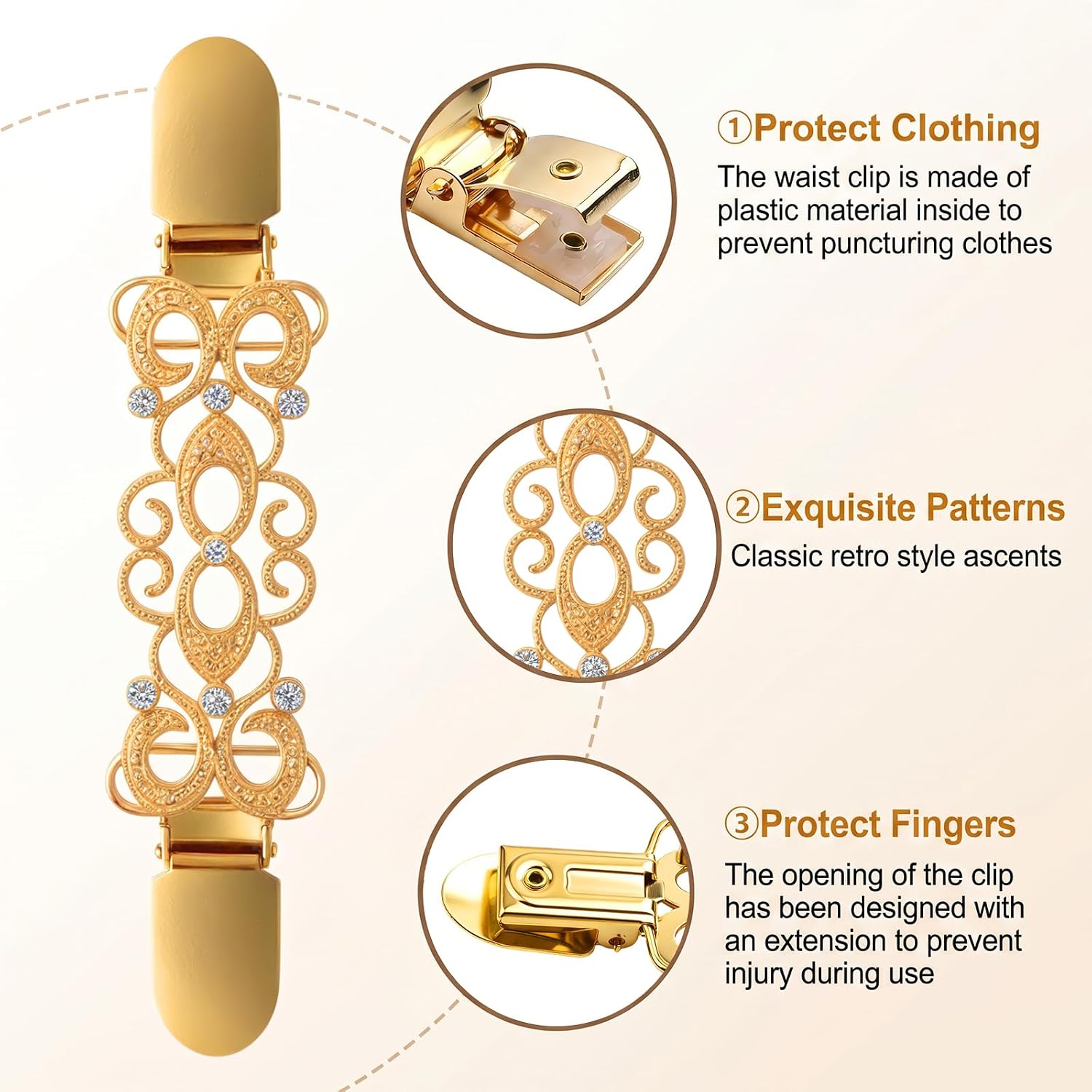 6PCS Cinch Clip, Retro Sweater Clips for Women, Waist Cincher & Shirt Clip Dress Clips Back Cinch, Shirt Tightener for Loose Clothes, Shawl Scarf Pant Waist Holder image 4