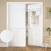 Vista 24 de HOMEIDEAS Cortinas opacas de lino con luz lateral para puerta delantera, cortinas de ventana de puerta lateral, ventana pequeña, decoración moderna