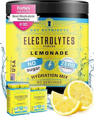 KeyNutrients Electrolitos en polvo polvo de electrolitos de limonada cero caloríaslimonada rosa en 90 40 o 20 porciones paquetes de viaje de