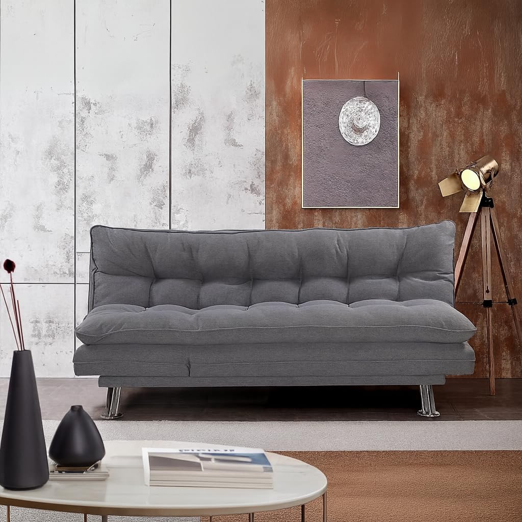 Karnak Amos Sofa Cum Bed I Sleeping Fabric Sofa I 3 Seater Sofa Bed I Grey Eagle Sofa Bed | Modern Design Space Saving & Convertible Couch for Living Room Furniture