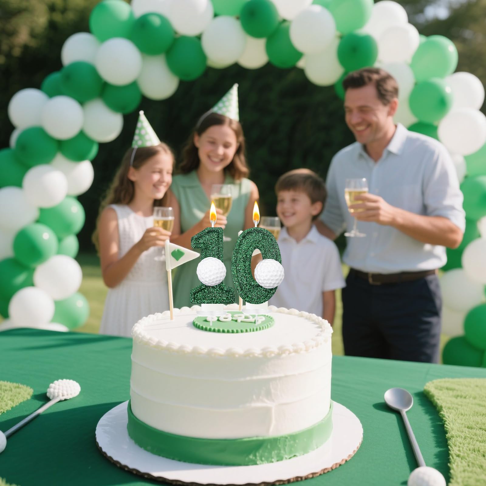 Bougies en forme de chiffre vert pour décoration de gâteau d'anniversaire sportive, fournitures de fête d'anniversaire (numéro 1)