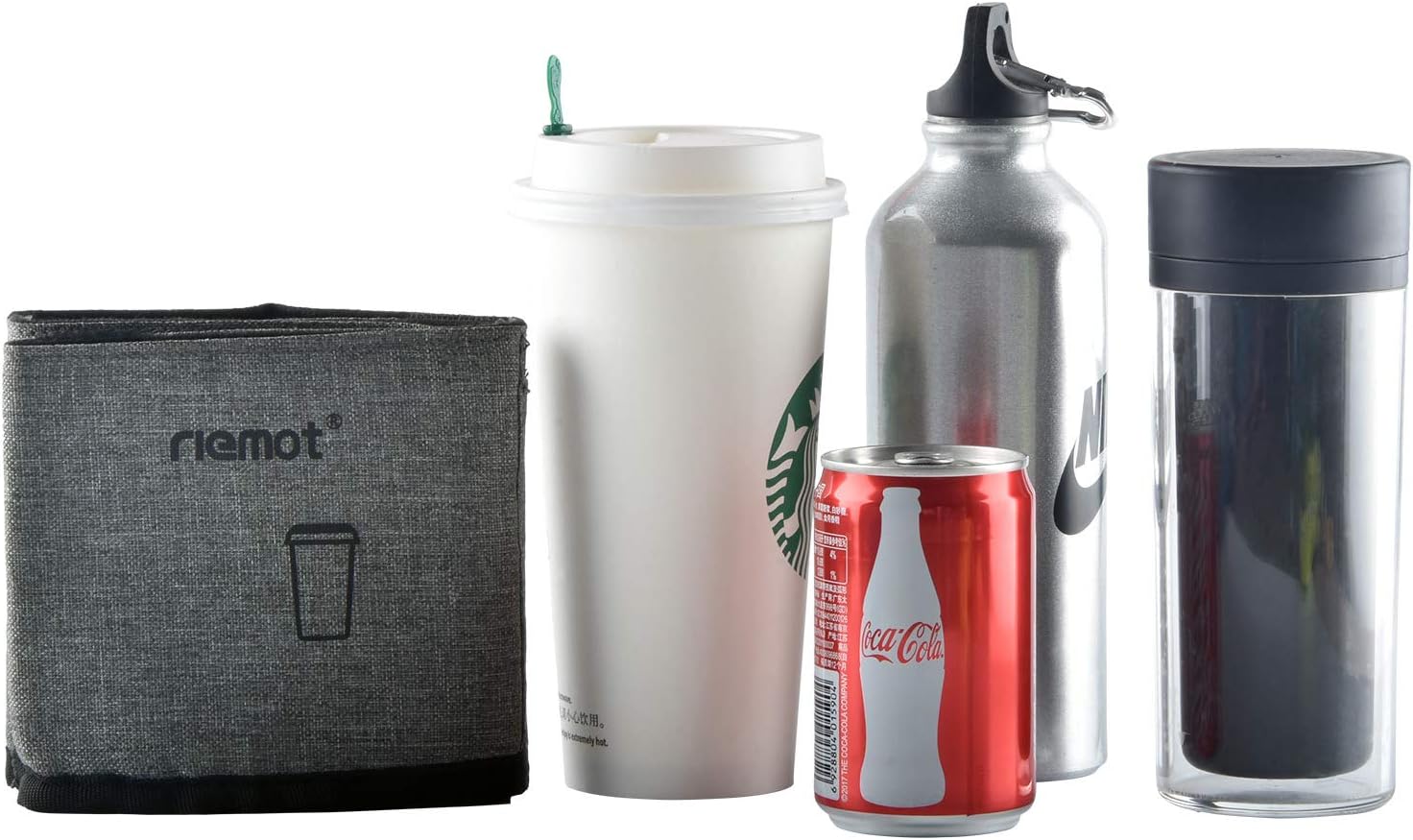  | riemot Luggage Travel Cup Holder Free Hand Drink Caddy - Hold Two Coffee Mugs - Fits Roll on Suitcase Handles - Gifts for Flight Attendants Travelers Accessories Grey | Travel Accessories