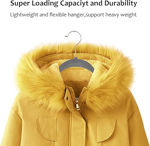 Miniatura 5 de VECELO Perchas de terciopelo de alta calidad resistentes (paquete de 50), antideslizantes y ahorran espacio con 6 clips para los dedos y soporte