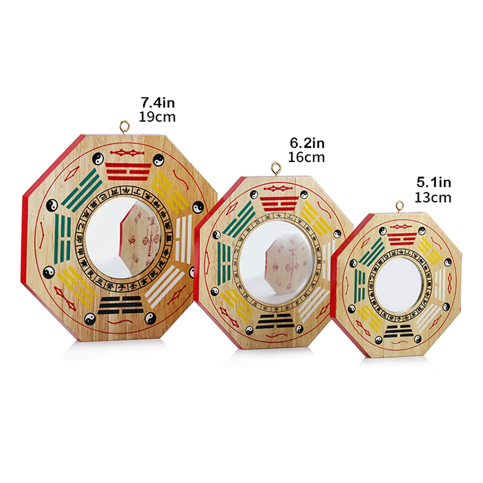 Specchio Concavo di Feng Shui Bagua Specchio Bagua realizzato in legno di pesca naturale, mirror cinese Feng Shui BAGUA for protezione (convesso) Per Ornamento di Affari della Decorazione