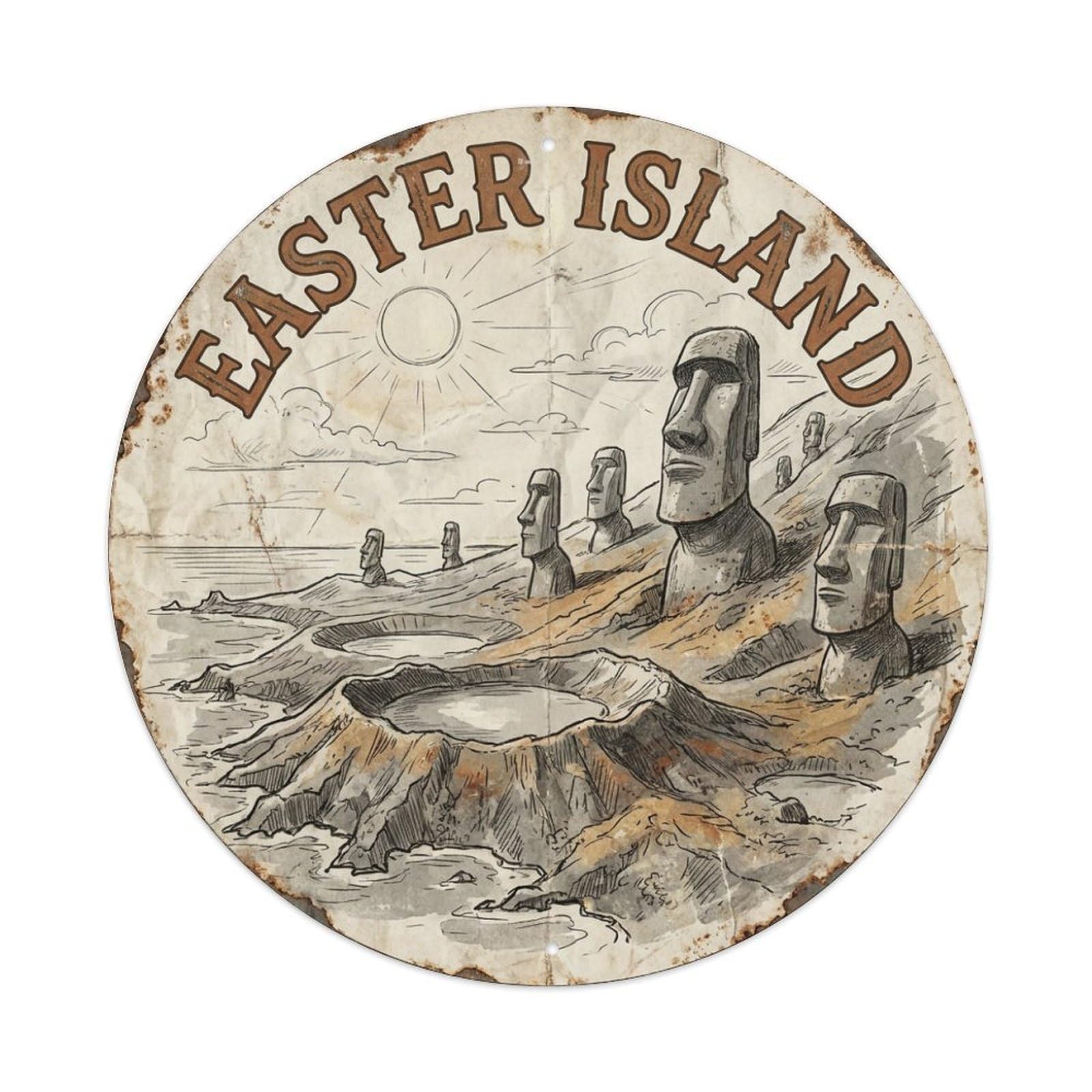 Retro Travel Chile Easter Island Metal Tin Sign